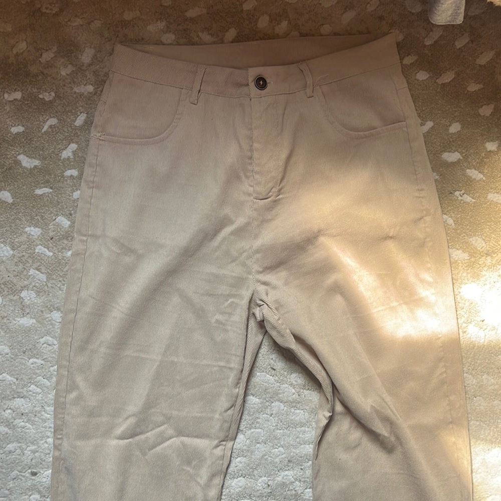 Romwe beige corduroy  pants